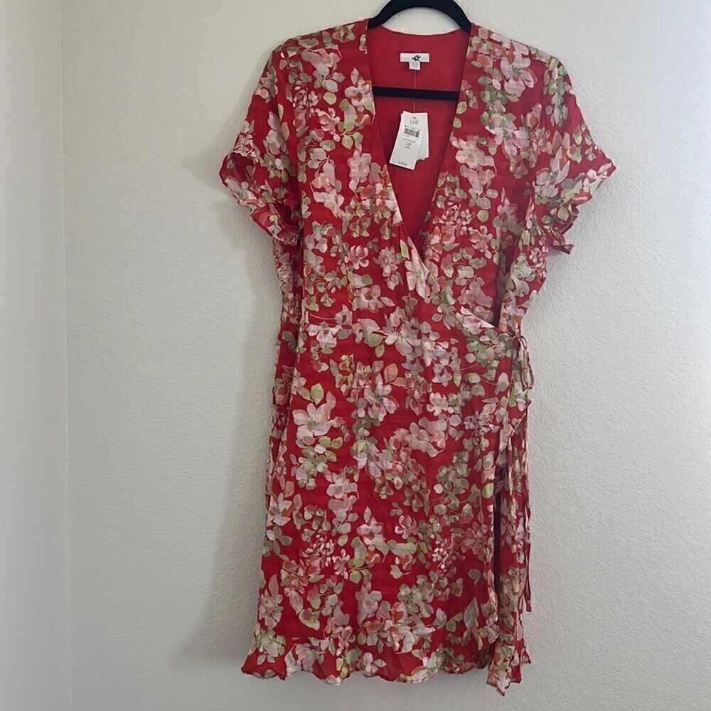 J Jill wrap dress in papaya floral print - NWT